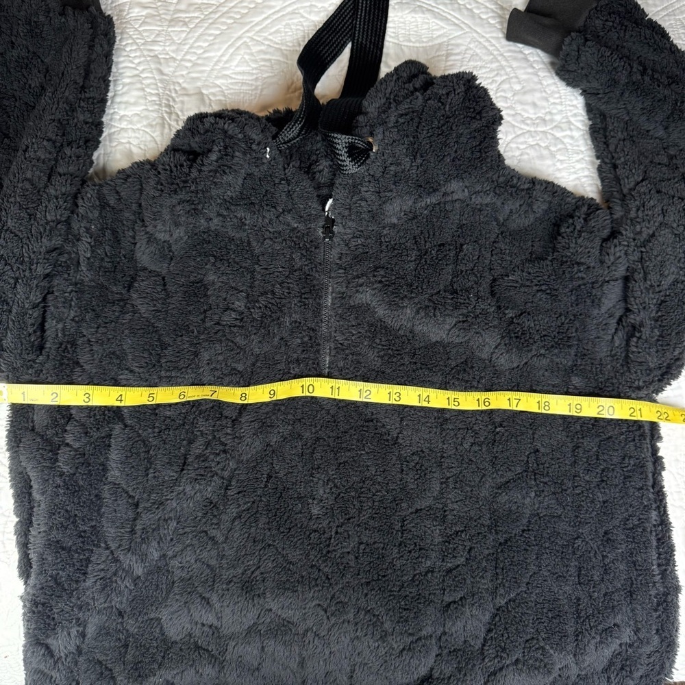 ReachMe Sherpa Fleece Hoodie Pullover Quarter Zip Black Cozy Size M New With Tag - Picture 11 of 12